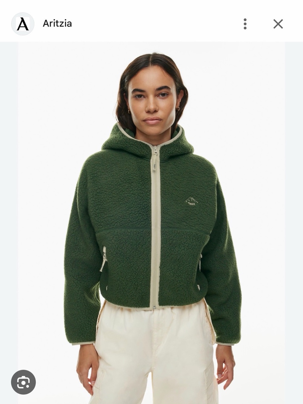 Aritzia polartec thermal pro peak zip hoodieGreen Sherpa Hooded Zip Jacket